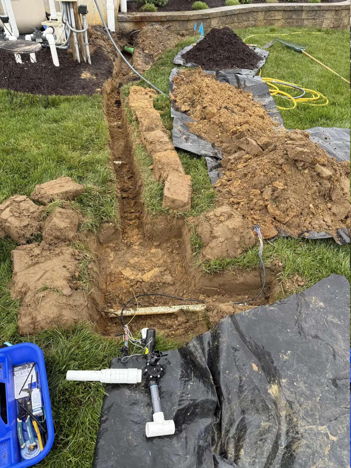 Sprinkler system manifold and valve installation