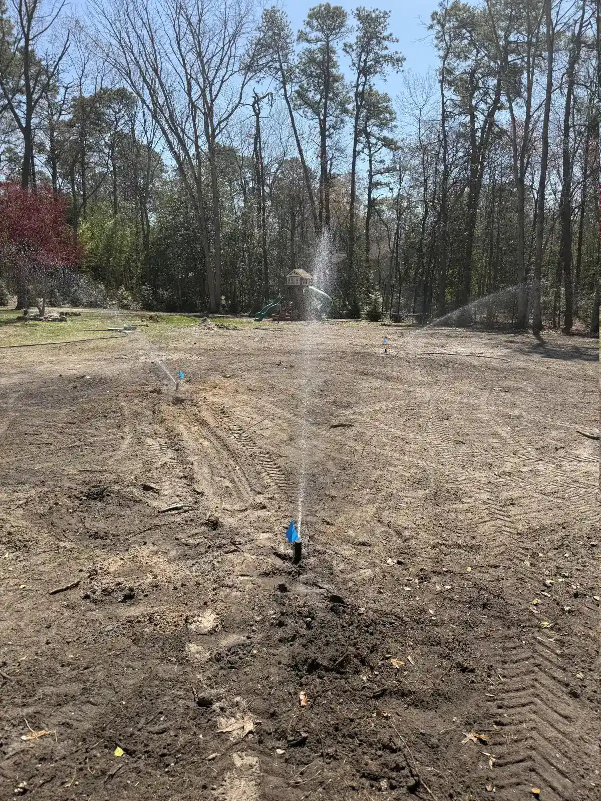 Testing new irrigation system after installation at residential property